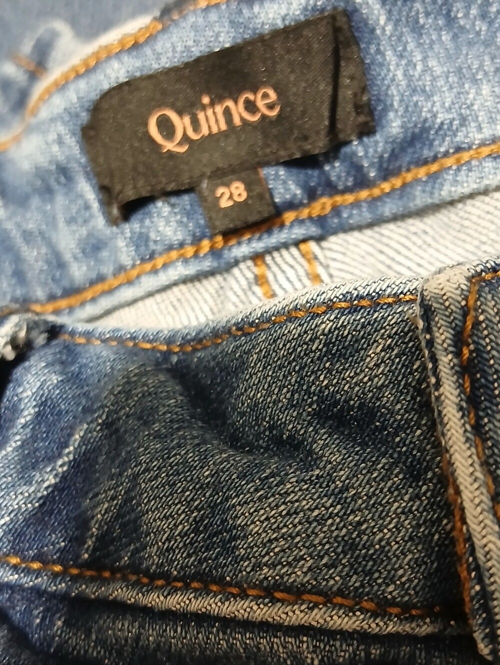 Quince Bella Stretch Relaxed Straight Jeans Blue Medium Wash Organic Denim - Picture 8 of 10